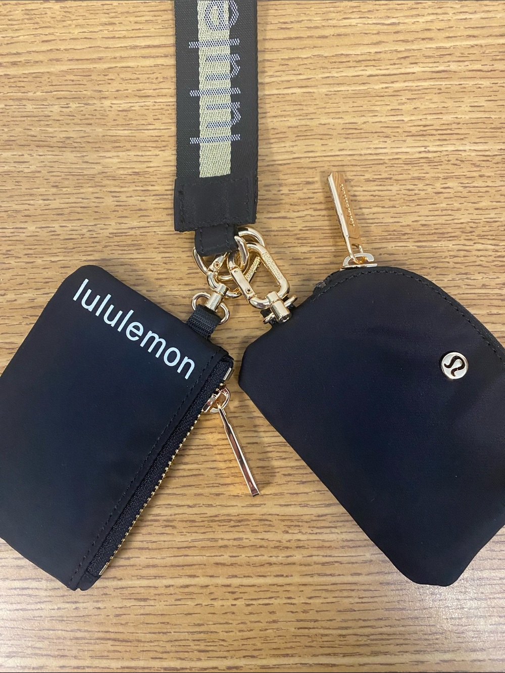 lululemon Black Double Zip Wristlet with Gold Hardware - Picture 2 of 7